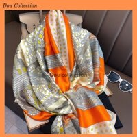 [Nowship2h] Khăn Choàng Quàng Cổ Lụa Cao Cấp Họa Tiết Yên Ngựa Sang Trọng - Chất Liệu Silk - Size:90x180cm - Mã KS016