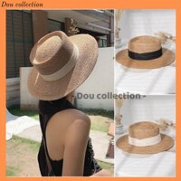 [NowShip2h] Nón Cói (Mũ Cói) PANAMA Cao Cấp Vành Rộng Phối Dây Nơ Đi Biển Phong Cách Vintage - Mã NC017
