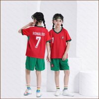 Np2 2024-2025 Bộ Trẻ Em Cúp Châu Âu Bồ Đào Nha Áo Sân Nhà Ronaldo Bóng Đá Áo Quần Short Trẻ Em Phù Hợp Với PN2