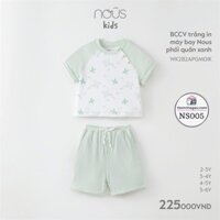 NS005 - Bộ cộc trắng in máy bay quần xanh 3Y/5Y