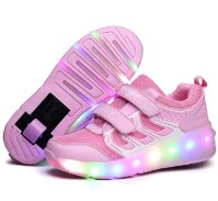Nsasy Kids Roller Shoes Boy Girl Sneakers with Wheels Become Sport Sneaker with Led for Children Gift