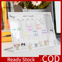 Nta Learning Whiteboard Lịch bảng trắng để bàn Acrylic tối giản để lập kế hoạch hàng ngày Bảng nhắc nhở hàng tuần có chân đế để sử dụng văn phòng và tại nhà