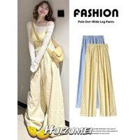 Nữ Dopamine Màu Vàng Với Chấm Bi Quần Ống Rộng Phong Cách Hàn Quốc Mới Cao Cấp Mùa Hè Mỏng Rời Đánh Bóng Quần Lau