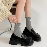 Nữ Loafers Thu Đông 2024 Phong Cách Mới Đen Pháp Đế Dày Giày Da Nhỏ Nữ Phong Cách Anh Giày Oxford Slip-On