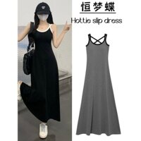 Nữ ngọt ngào cay render váy đen với vai-straps dress gói nhỏ 黑色 吊带裙 女 甜辣 打底 连衣裙 小个子 包 臀 长裙 背心 裙 气质 大摆裙 8.16