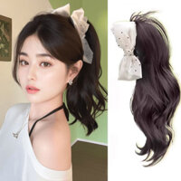 Nữ Nơ Nắm Kẹp Tóc Giả Mô Phỏng Tự Nhiên Xoăn Đuôi Ngựa Cao Tăng Khối Lượng Tóc Phần Mở Rộng