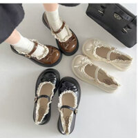 Nữ Phong Cách Hàn Quốc Mary Jane Giày 2025 Phong Cách Mới Nâng Cao 5CM Nâu / Đen Mũi Tròn Giày Nữ Giày Oxford