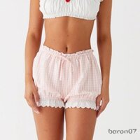 Nữ Ren Viền Quần Short Thường Ngày Co Giãn Eo Kẻ Sọc In Hoa Gothic Cosplay Trang Phục
