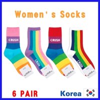 Nữ Tất Cotton Hàn Quốc Giữa Rainbow Crush 6 Cặp Giày Thể Thao Mắt Cá Chân