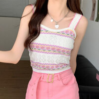 Nữ Top Camisole 20% Giảm Ngọt Cay Retro Móc Áo Vest Nữ Thu Đông Phong Cách Mới Sang Trọng Slim-fit Ôm Hơn Nhìn K