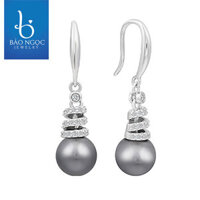 Nữ Trang Ngọc Trai, Bộ Trang Sức Ngọc Trai Đen Khuyên Tai Dáng Dài - BNJ211 - Bảo Ngọc Jewelry - Lẻ bông tai
