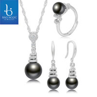 Nữ Trang Ngọc Trai, Bộ Trang Sức Ngọc Trai Đen Khuyên Tai Dáng Dài - BNJ211 - Bảo Ngọc Jewelry - Cả bộ