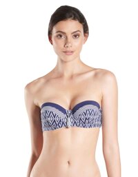 NU06 Women's Coconut Groove Navy Blue Swimwear Bandeau Bikini Top