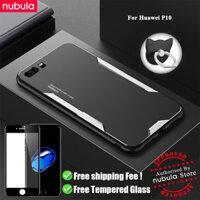 NUBULA For Huawei P10 Casing Free Tempered Glass Metal Aluminum Alloy CellPhone Huawei P10 Matte Back Case Anti-Scratch Cover Rind Stand Screen Cleaning Kit For Huawei P10