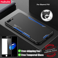 NUBULA For Huawei P10 Casing Free Tempered Glass Metal Aluminum Alloy CellPhone Huawei P10 Matte Back Case Anti-Scratch Cover Rind Stand Screen Cleaning Kit For Huawei P10