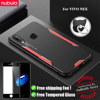 NUBULA For VIVO NEX Casing Free Tempered Glass Metal Aluminum Alloy CellPhone VIVO NEX Matte Back Case Anti-Scratch Cover Rind Stand Screen Cleaning Kit For VIVO NEX