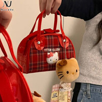 NUCELLE Túi kẻ sọc đeo vai Hello Kitty Vintage Y2g Millennium Hot Girl Túi xách di động dễ thương