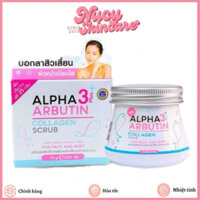 [Nucy Skin] Tẩy Tế Bào Chết Alpha Arbutin 3+ Plus Collagen Scrub 50g Mặt Và Body Giảm Mụn, Trắng Sáng Mịn Màng, Phục Hồi