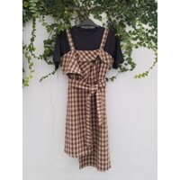 Nuka Set - Set caro phối áo thun chất dạ