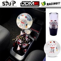 Núm Bọc Cần Số Xe Hơi Đua 70mm Hình Mèo May Mắn Đính Pha Lê Đẹp Mắt