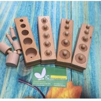 Núm gỗ set 4 bảng, núm gỗ cho bé, đồ chơi mầm non, đồ chơi an toàn