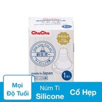Núm ti Chuchu Baby siêu mềm Rubber Teat cổ hẹp free size (mọi độ tuổi)