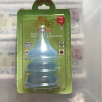 Núm Ti Cổ rộng Nano Silver Silicon Cute Siêu Mềm Chống Sặc, Vỉ 3 Cái Ti Giả Cho Bé Trần Nhân JP