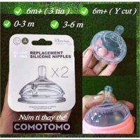 Núm ti comotomo núm ti thay thế Comotomo 1-2-3 tia, Y-cut chất liệu silicon không chứa BPA, thích hợp cho bé lười ti