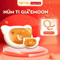 Núm ti giả Emoon chất liệu silicone bạch kim mềm mại, kháng khuẩn có dây đeo chống thất lạc tặng hộp bảo quản