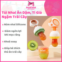 Núm Ti Giả Túi Nhai Trái Cây Ăn Dặm Bé 6 Tháng Silicone An Toàn bbet