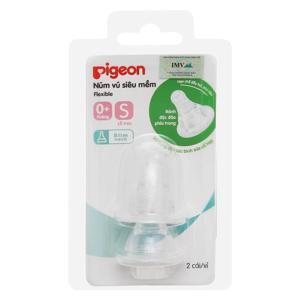 Núm ti Pigeon cổ hẹp silicon size S (2 chiếc)