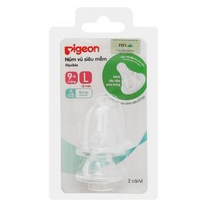 Núm ti Pigeon cổ hẹp silicon size L (2 chiếc)