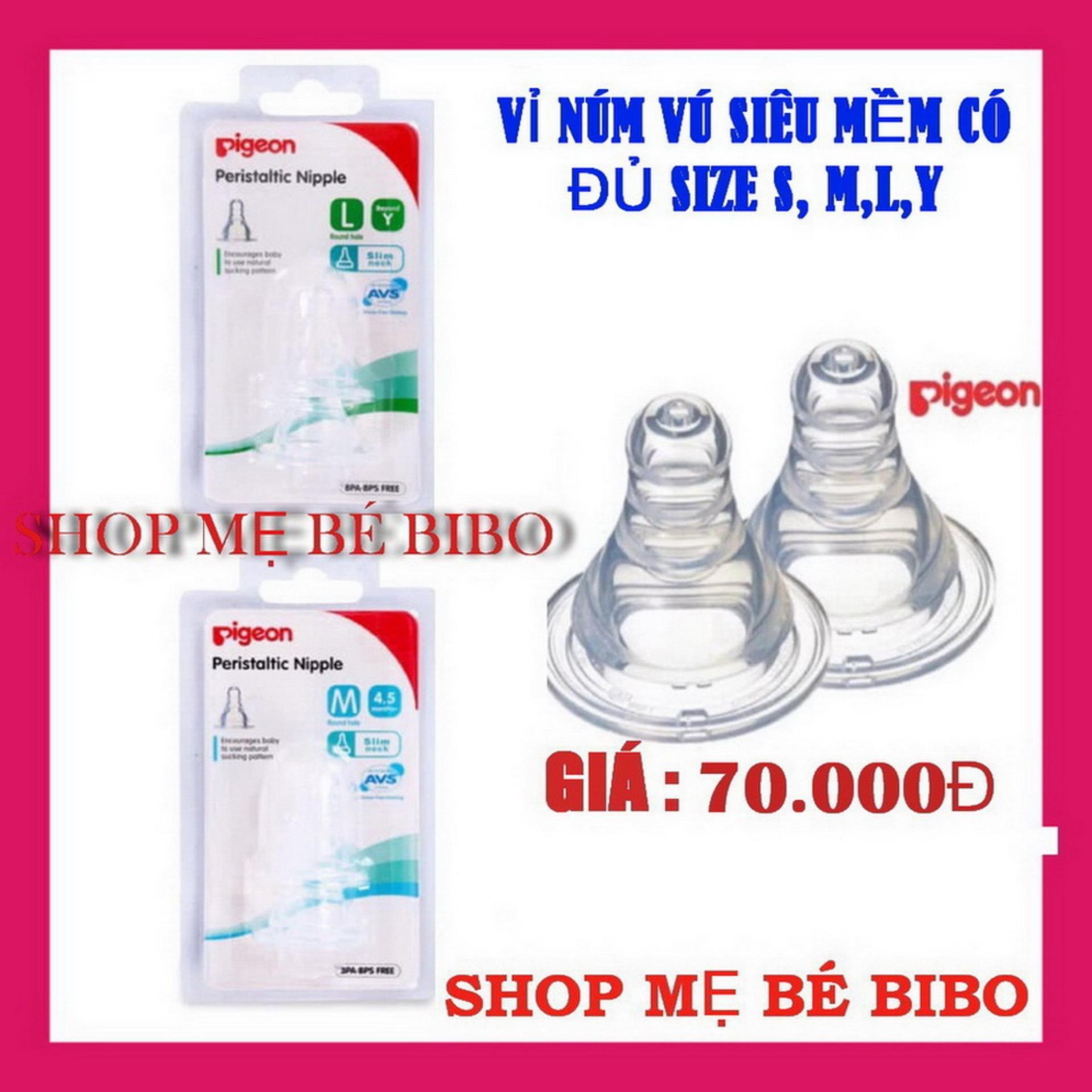 Núm ti Pigeon cổ hẹp silicon size S (2 chiếc)