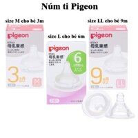 Núm Ti Pigeon Cổ Rộng, Cổ Hẹp Đủ Size S/M/L/LL Cho Bé 3m+ 6m+ 9m+ Tuổi Thay Thế Bình Sữa Siêu Mềm Nội Địa Nhật Bản