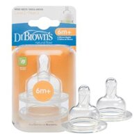 Núm ti silicon bình cổ rộng Dr.Brown's dành cho bé từ 6 tháng