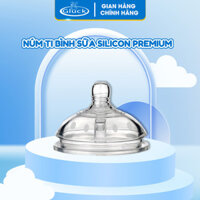 Núm Ti Super Wide Neck mềm mại,Núm Silicon, Núm Bình Sữa Có 2 Van Xả Khí Chống Trào, Núm Ti Bình Cổ Rộng Gluck Baby