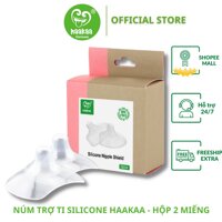 Núm trợ ti Haakaa, 100% silicone cao cấp, Hộp 2 miếng, Hỗ trợ mẹ có đầu ti nhạy cảm, đau rát, rạn nứt