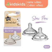 Núm Ty Siêu Mềm Tự Nhiên Cho Bé Tommee Tippee Natural Start Slow Flow Từ 0-3 Tháng (Vỉ đôi, tách lẻ)