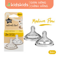 Núm Ty Silicon Siêu Mềm Tự Nhiên Cho Bé Tommee Tippee Natural Start Medium Flow 3-6 tháng (Vỉ đôi, tách lẻ)