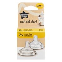 Núm ty silicon siêu mềm tự nhiên cho bé Tommee Tippee Natural Start  Medium Flow 3-6 tháng (vỉ đôi)