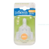 Núm ty silicone Dr.Brown thay thế cổ rộng 6M+