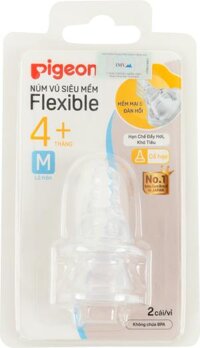 Núm vú cổ hẹp silicone siêu mềm Pigeon 2 cáivỉ - Size M