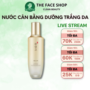 Nước cân bằng trẻ hóa trắng da Yehwadam Hwansaenggo Rejuvenating Radiance Toner (160ml)
