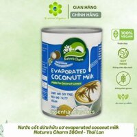 Nước cốt dừa hữu cơ evaporated coconut milk  Nature's Charm 360ml - Thái Lan