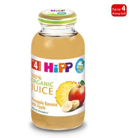 Nước ép hoa quả siêu sạch HiPP táo, dứa, chuối, vitamin C 200ml