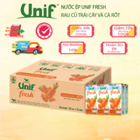 Nước Ép UNIF Fresh Cà Rốt Với Hỗn Hợp Các Loại Rau Củ Trái Cây Thùng 36 Hộp x 180ml