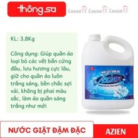 Nước giặt AZIEN 3,8kg cao cấp đậm đặc TS09 ba màu xanh, hồng, tím, giúp đánh bật vết bẩn cứng đầu, làm vải trắng sáng