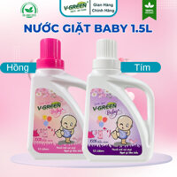 Nước giặt cho bé V-Green Baby dịu nhẹ thơm lâu, an toàn cho da trẻ nhỏ, dùng cho trẻ 3 tuổi can 1.5L
