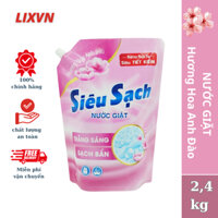 Nước giặt Lix Siêu Sạch Hương Hoa Anh Đào Túi 2.4kg - Trắng Sáng Sạch Bẩn Tiết Kiệm N2503 - LIXVN