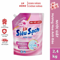 Nước giặt Lix Siêu Sạch Hương Hoa Anh Đào Túi 2.4kg - Trắng Sáng Sạch Bẩn Tiết Kiệm N2503 - LH HOME